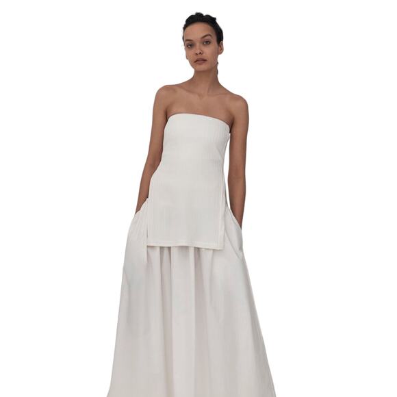 Esse Studios Ivory White Rib Strapless Tube Top - Picture 2 of 12